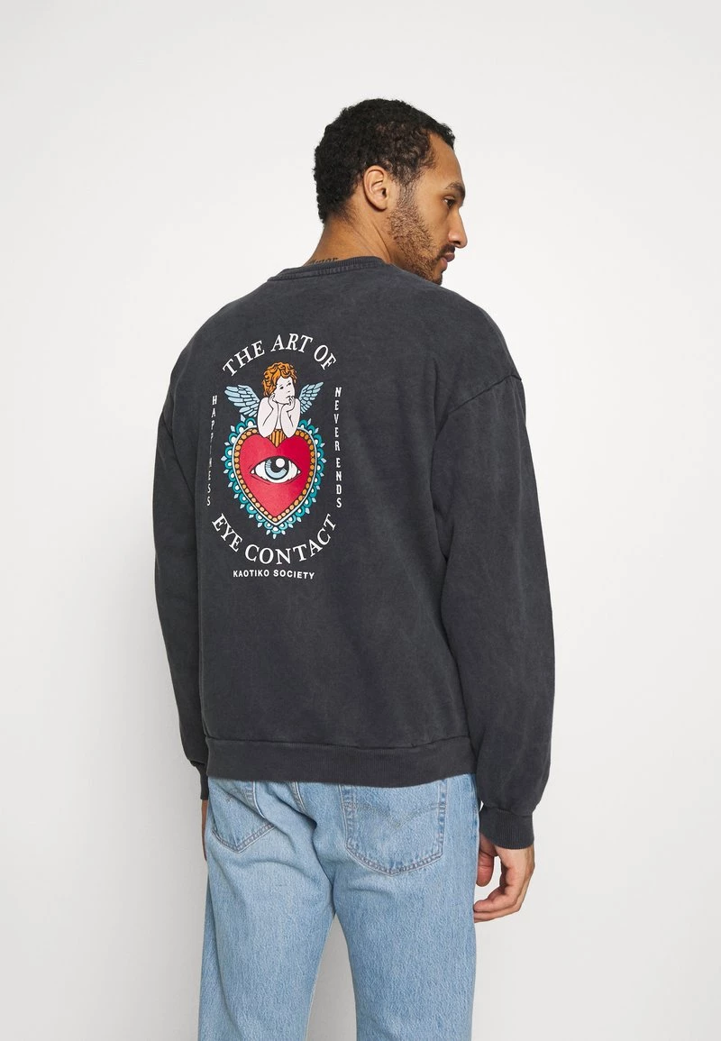 Kaotiko UNISEX CREW TIE DYE EYES TALK - Sweatshirt - Black 3 Kaotiko UNISEX CREW TIE DYE EYES TALK - Sweatshirt - Black