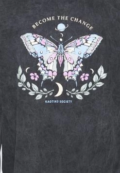 Kaotiko CREW BUTTERFLY UNISEX - Sweatshirt - Black -Kaotikoire Magasin 1e51f2e6a6d644f3816f3e4addbb8007