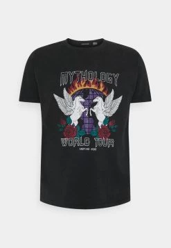 Kaotiko PEGASUS WASHED UNISEX - T-Shirt Print - Black Acid Wash