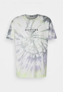 Kaotiko - Herren TIE DYE ESPIRAL - T-Shirt Print - Lime/grey