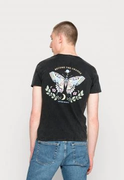 Kaotiko WASHED BUTTERFLY UNISEX - T-Shirt Print - Black