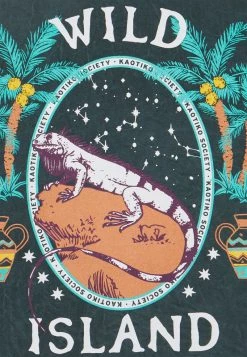 Kaotiko - Unisex TIE DYE WILD ISLAND - T-Shirt Print - Petrol -Kaotikoire Magasin afac5c606e5b407196eb265b8dcdbd70