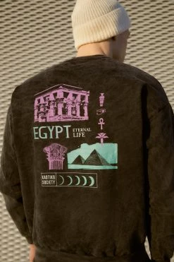 Kaotiko CREW WASHED PALM VIBES UNISEX - Sweatshirt - Black -Kaotikoire Magasin d0081804454b4d5a8c1ed974c4f84bbd