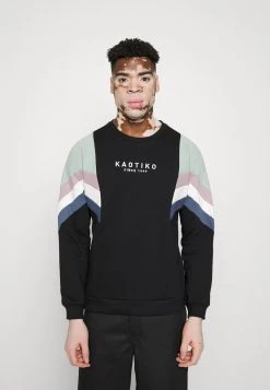 Kaotiko CREW SEATTLE - Sweatshirt - Black/fresh Green - Herren
